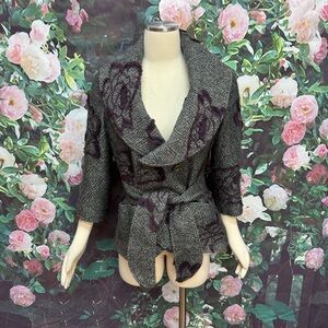 Etro Grey Purple Appliqué Jacket 46 Italy